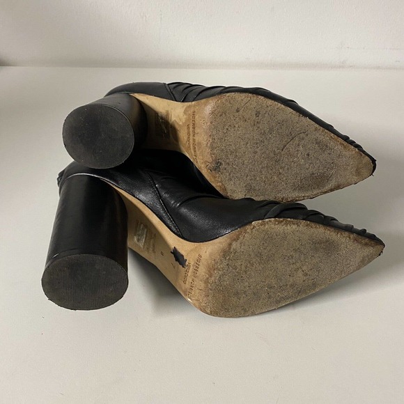 Sigerson Morrison Kimay Ruched Ankle Boot Bootie Black Pointed Toe Back … - Picture 11 of 11